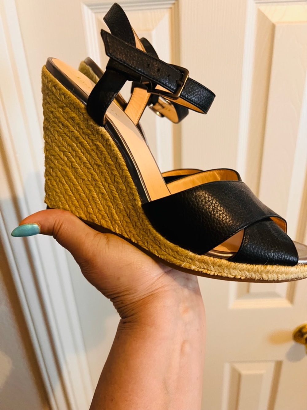 Colle Hann size 9 NWOT Women’s Black Espadrille Wedge Sandals